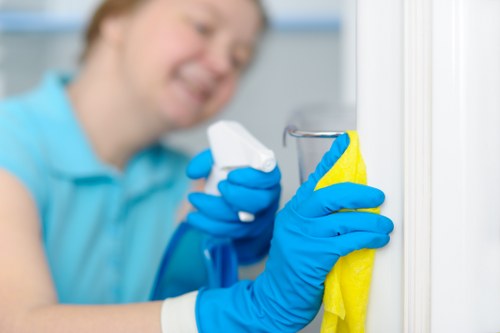 Curtain cleaning in a bright living room with fresh drapes