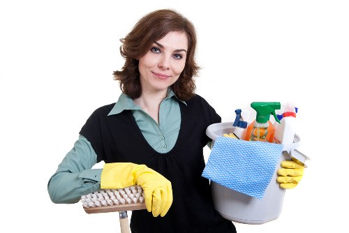 Spot cleaning a stain on a rug with care